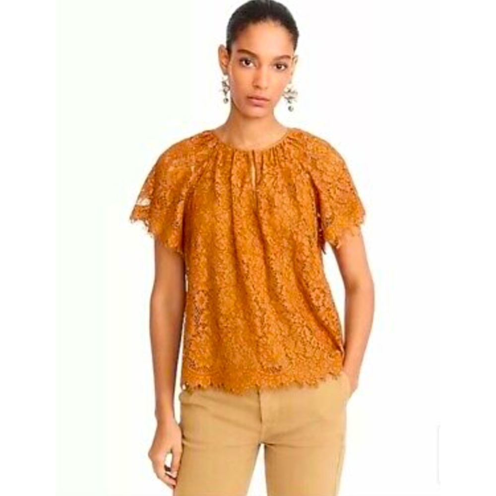 J. Crew Copper Lace Top